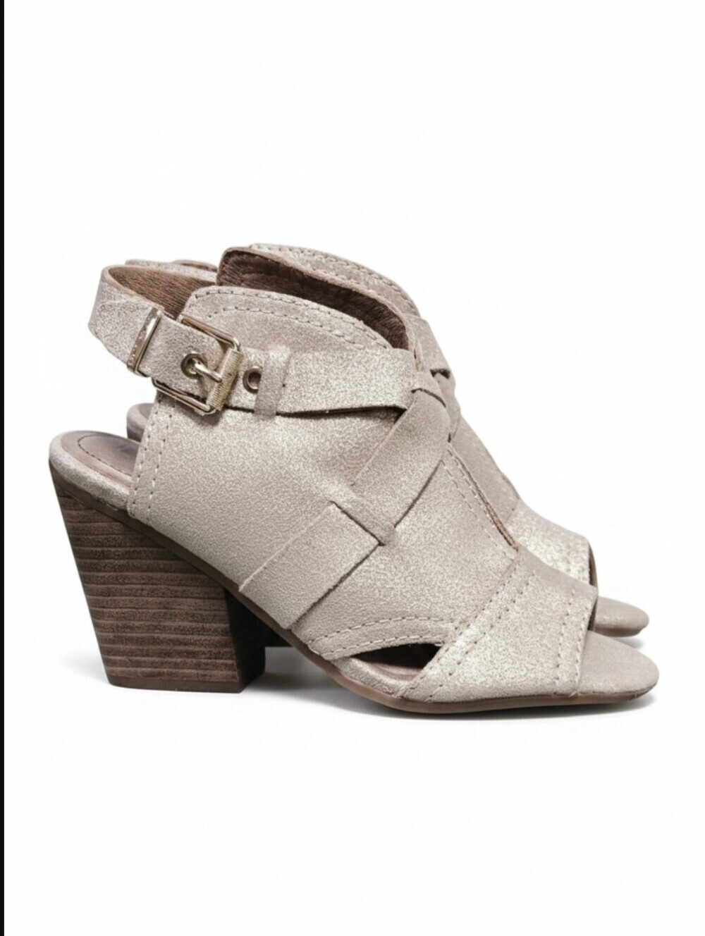 LUCCA LANE | ANALISE SHIMMERY GENUINE LEATHER STACKED HEEL SLING BACKS -…